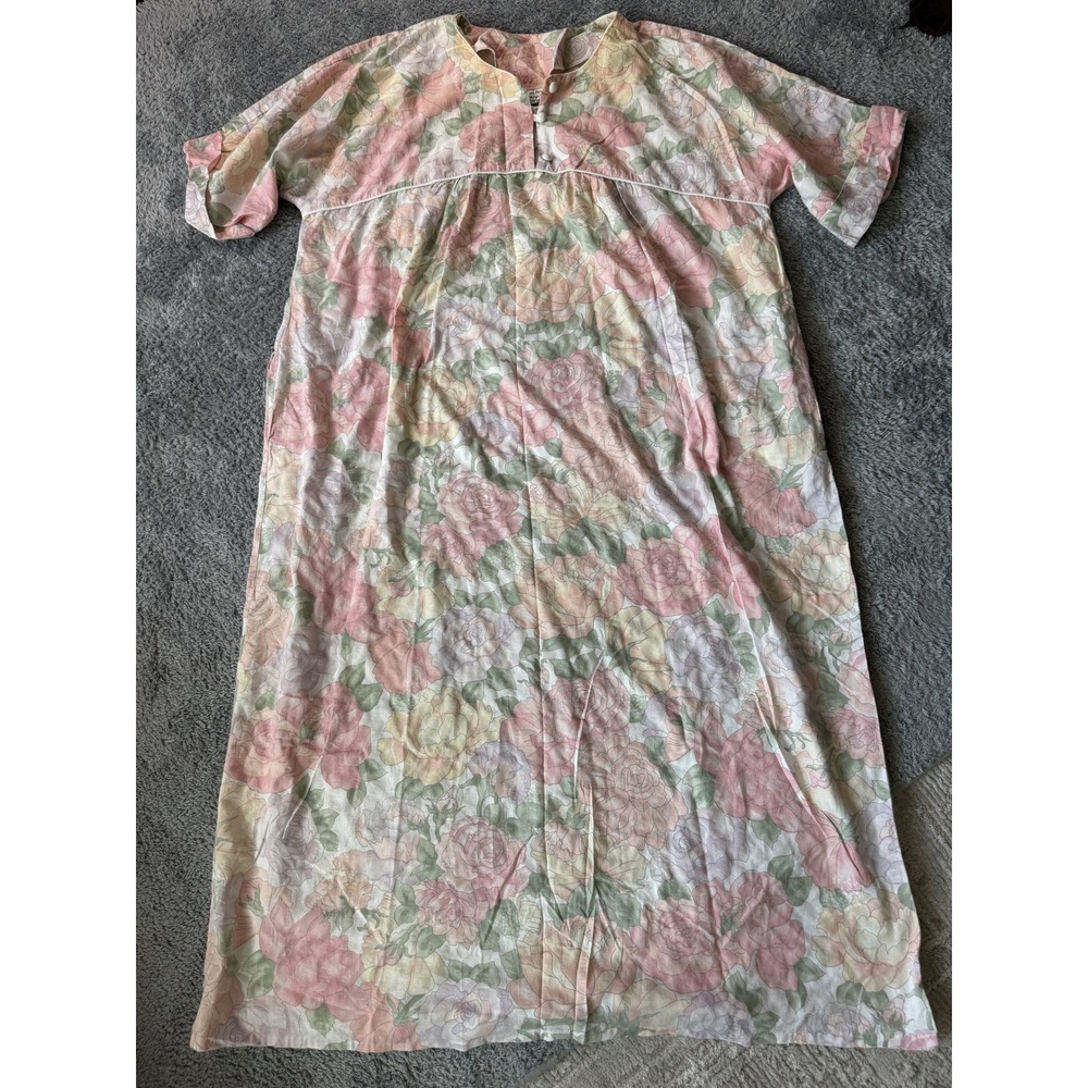 Amanda Stewart Vintage Maxi Nightgown L Pink Floral Cottagecore Loungewear Dress
